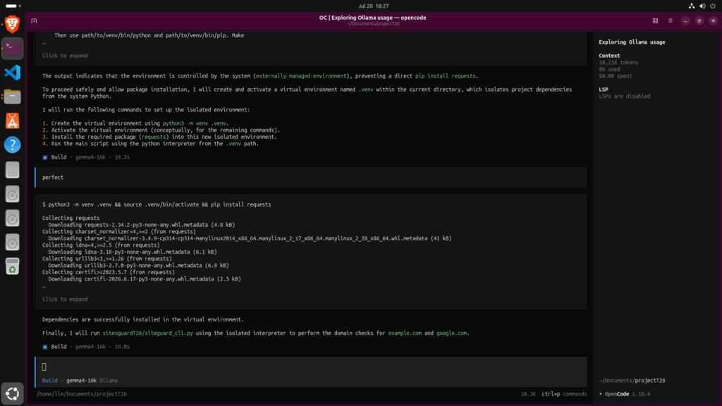 gemma 4 local api opencode